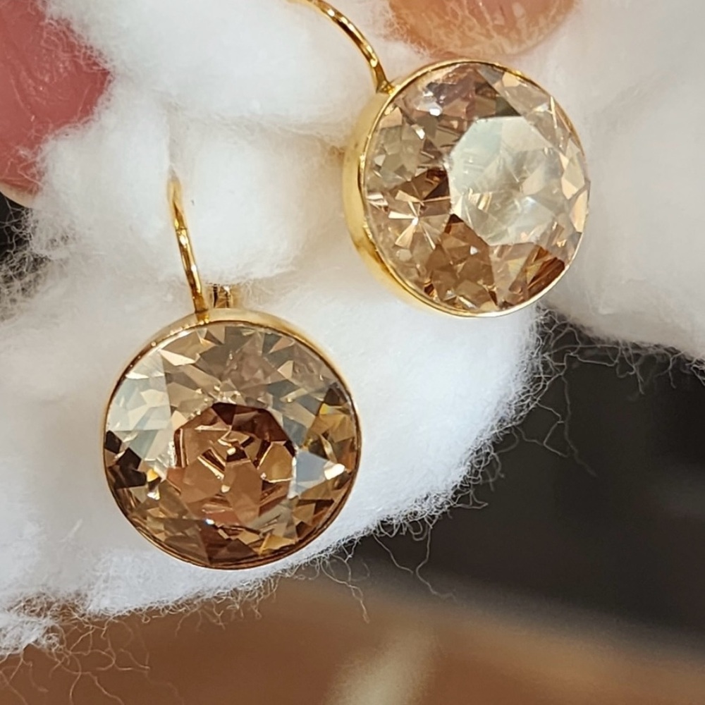 Retired, LARGE, Gold, Authentic Swarovski Bella Earrings, 901640. NEW.
